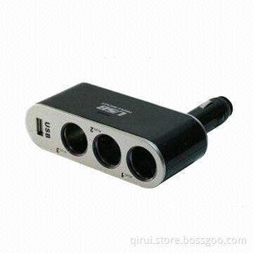 3-cigarette Lighter Car Charger with USB Power Distribution